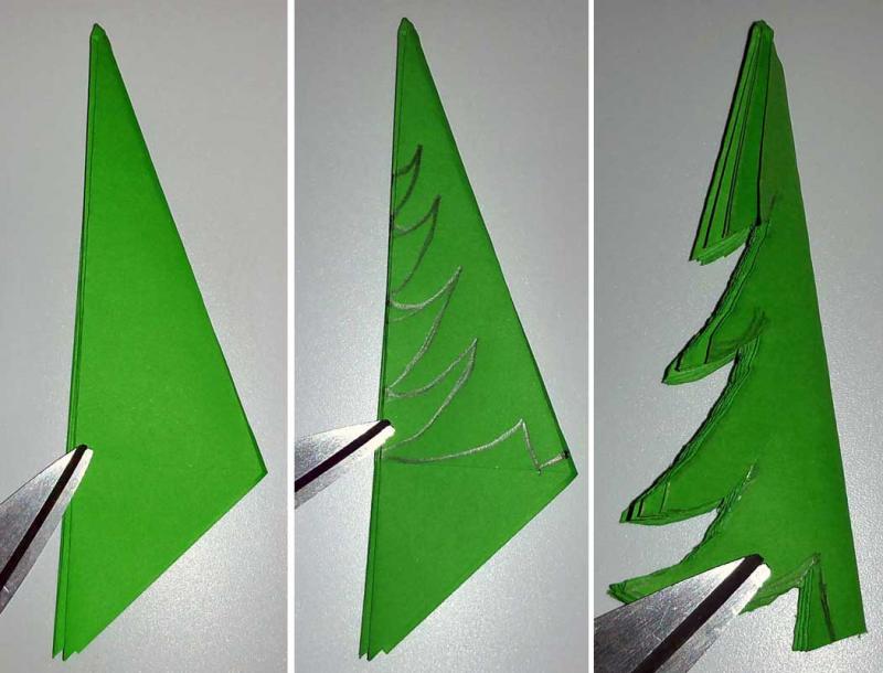 Step-by-Step Bastelanleitungen: 3D Tannenbaum aus Papier selber basteln -- Schritt 6